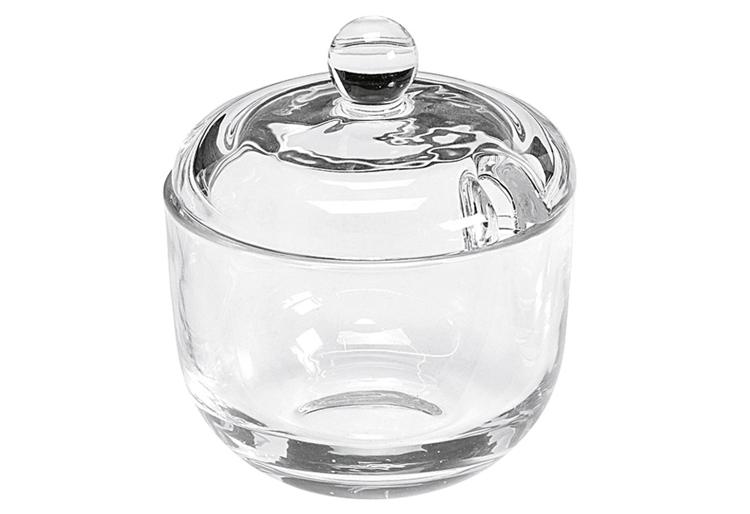 Glasbehälter, Glasgefäß, mit Deckel, transparent, rund