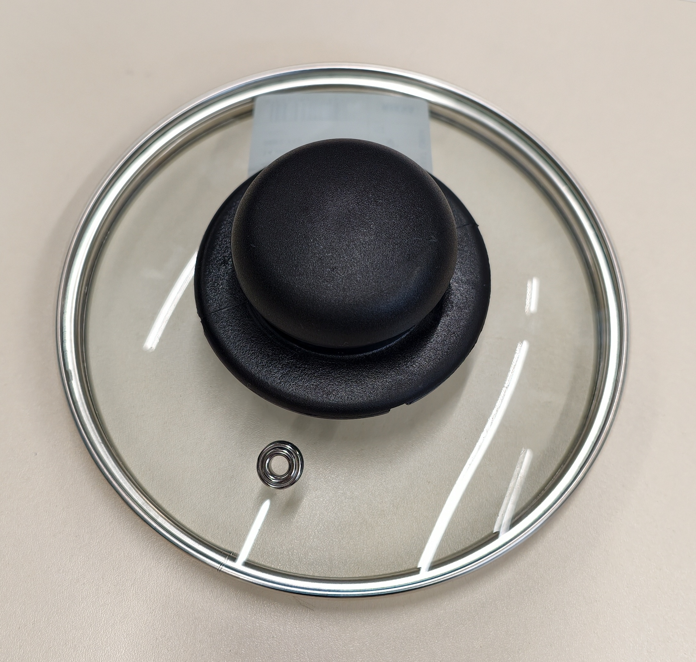 Deckel für Topf, Glasslid, Metallring, schwarzer Knauf, Dichtungsfrei, Deckel mit Glas