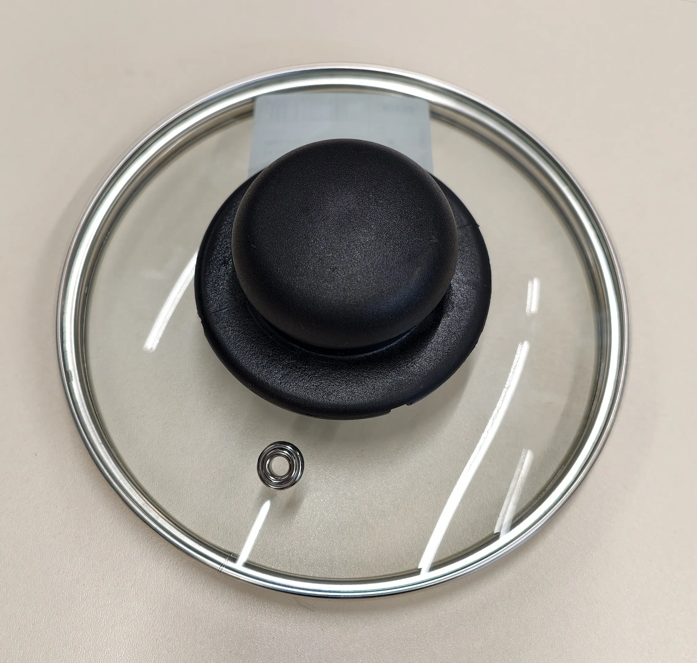 Deckel für Topf, Glasslid, Metallring, schwarzer Knauf, Dichtungsfrei, Deckel mit Glas