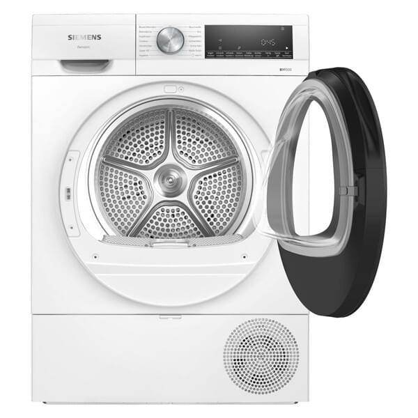 Waschmaschine, Frontlader, Silber, Trommel, offene Tür