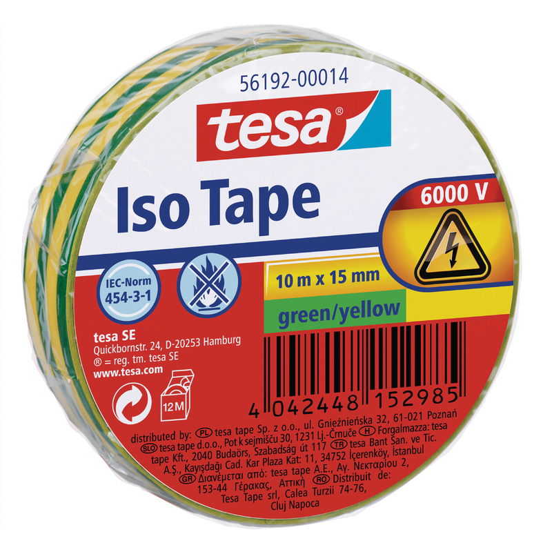 56192-00014-22 Tesa Isolierband grün/gelb 10m 15mm