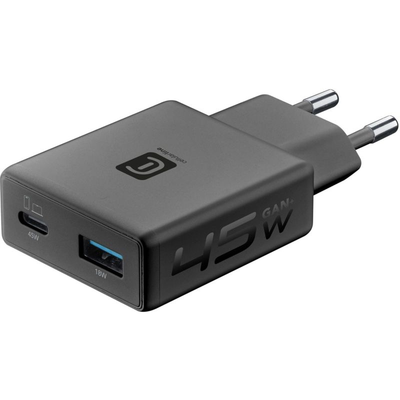 USB-C Ladegerät, USB-A Anschluss, GaN Ladegerät, 45W, 18W
