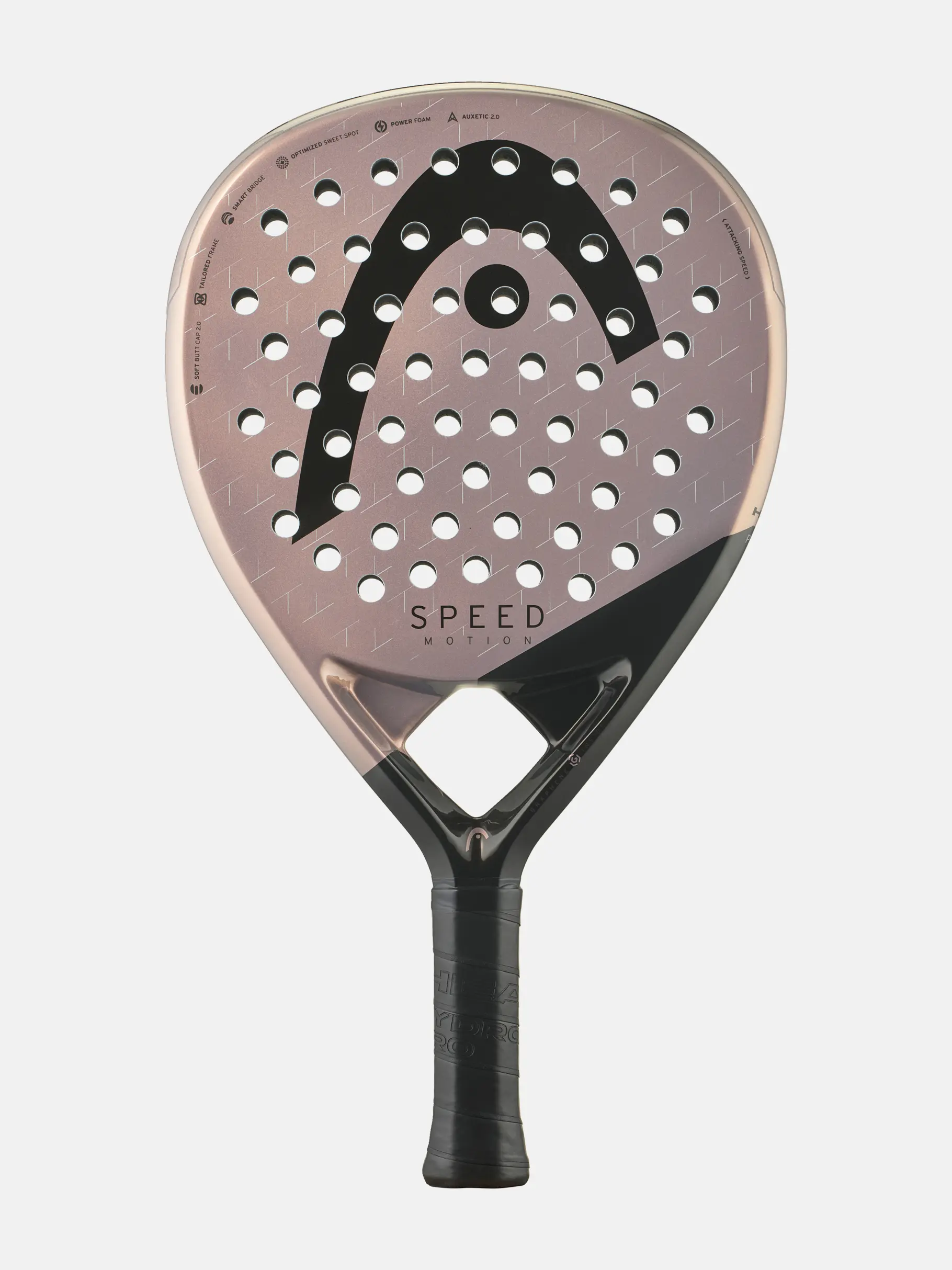 Padel-Schläger, Padel-Tennis, rundes Lochmuster, Rosa Gold, Griffaufbau