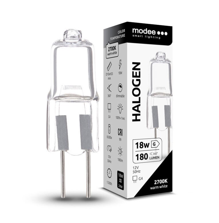 Halogen, G4 Birne, 12V, 18W, 2700K
