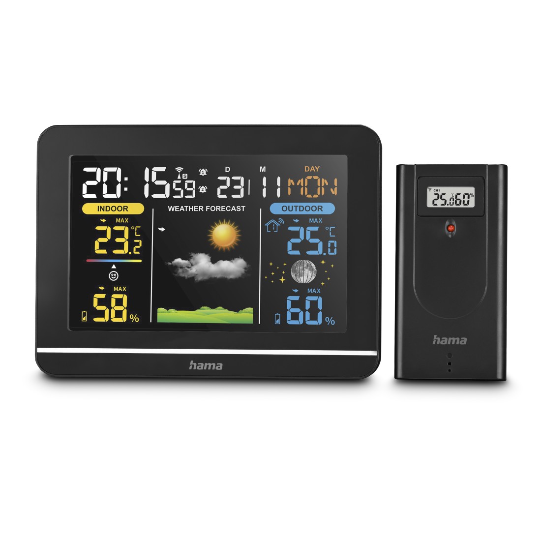 Wetterstation, digitale Anzeige, innen/aussen, Wettervorhersage, Sensor-Einheit