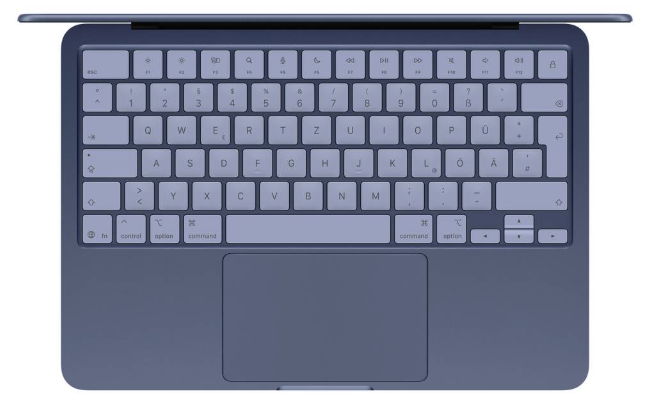 Laptop, Tastatur, Draufsicht, Trackpad, Blau-Grau