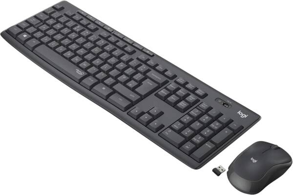 Tastatur, drahtlos, USB, vollständig, schwarz