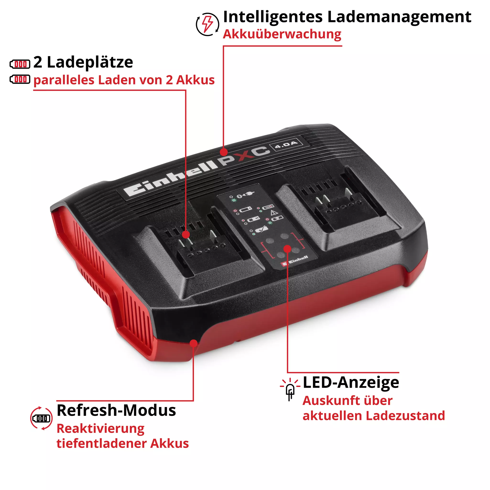 Einhell Akku-Ladegerät  PXC 4A Power X Twinscharger 4512161